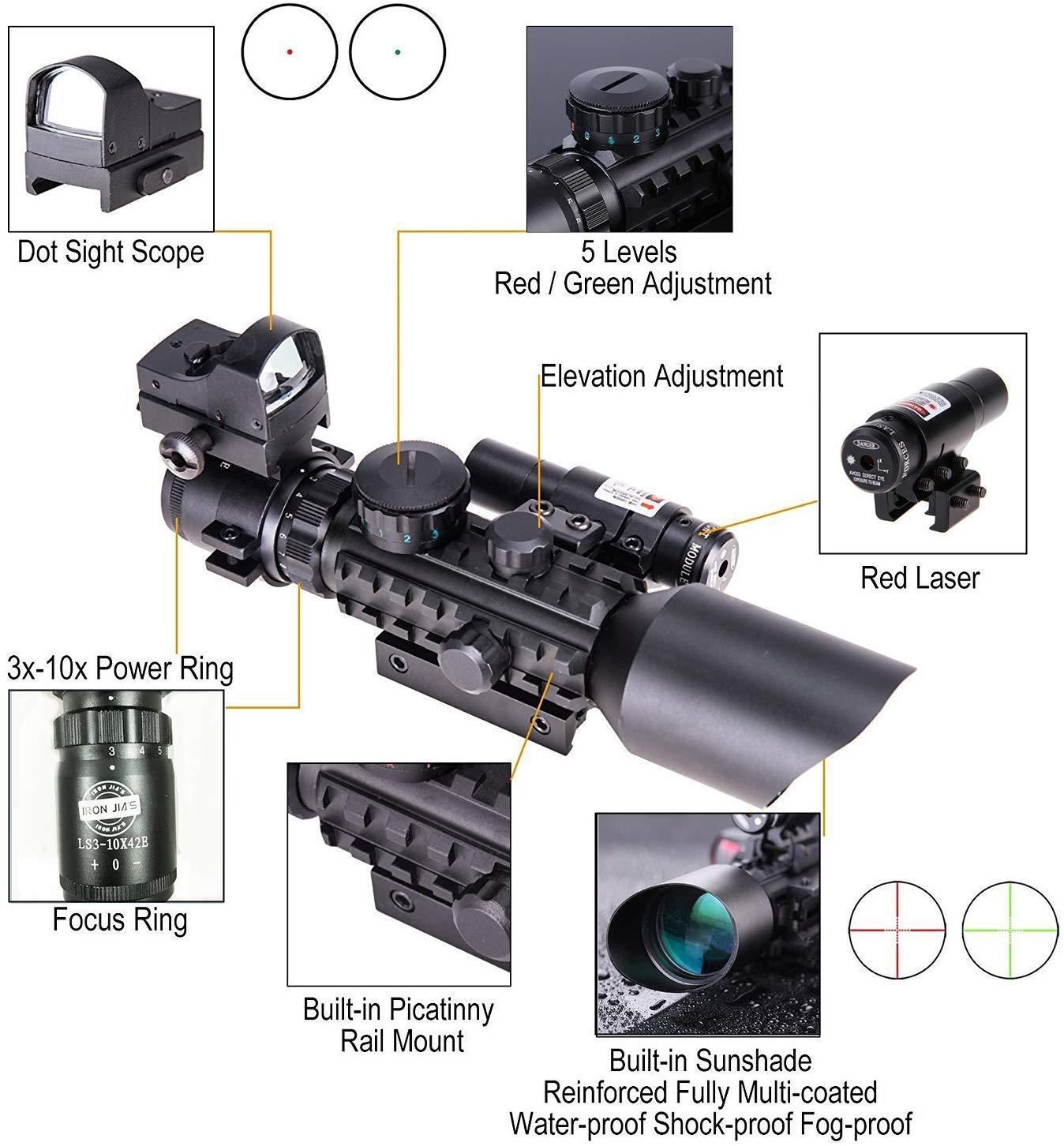 IRON JIA'S Lunettes de visée Compact Vue Red Dot Laser réglable w / Montage  pour 20mm Picatinny & 11mm Rails Airsoft Chasse (Point Rouge) : :  Sports et Loisirs
